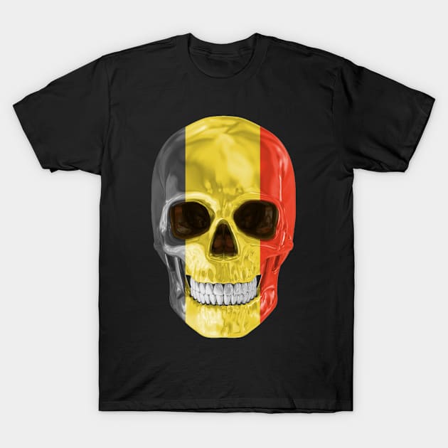 Belgium Flag Skull - Gift for Belgian With Roots From Belgium T-Shirt by Country Flags